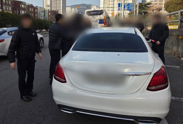 부산 황령터널 인근 음주운전 검거 현장. 연합뉴스