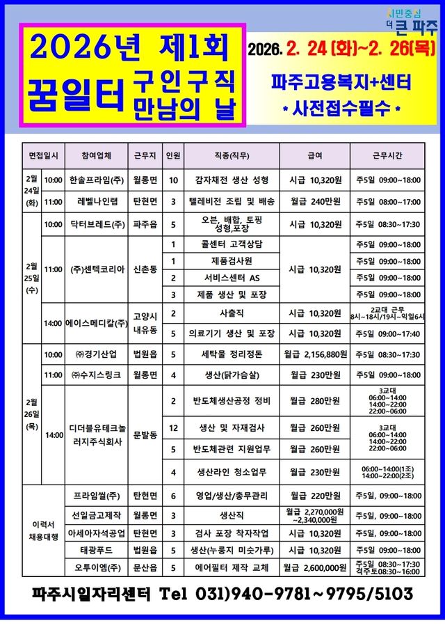 3. 파주시, 2026년 제1회 '구인 구직 만남의 날' 개최