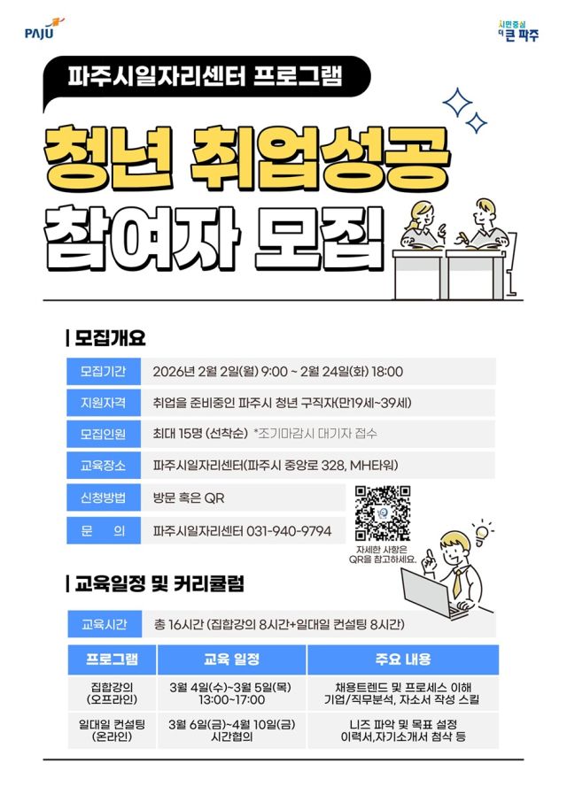 파주시 ‘청년 취업성공 프로그램’ 포스터. 파주시 제공