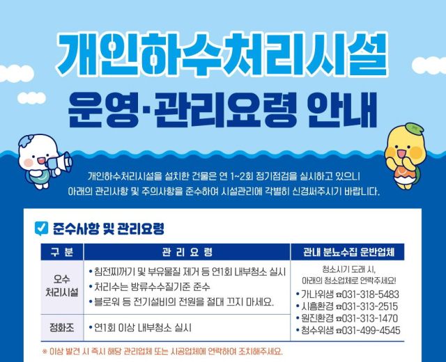 개인하수처리시설 관리 안내 포스터. 시흥시 제공