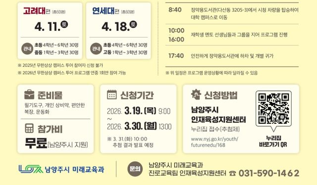 남양주시가 무한상상 캠퍼스 투어를 통해 지역 청소년들의 진로 탐색을 돕는다. 남양주시 제공