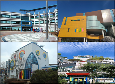 인천 서구지역 청소년센터들의 전경. 왼쪽 위부터 시계방향으로 서구청소년센터, 가좌청소년센터, 검단청소년센터, 연희청소년센터. 인천서구시설관리공단 제공