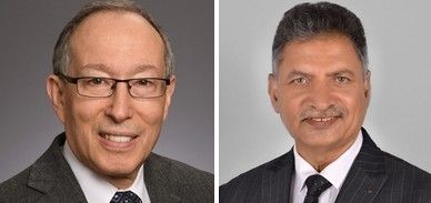 (왼쪽) 윌터 A. 오렌스타인 교수, 라진더 수리 DCVMN CEO. SK바이오사이언스 제공