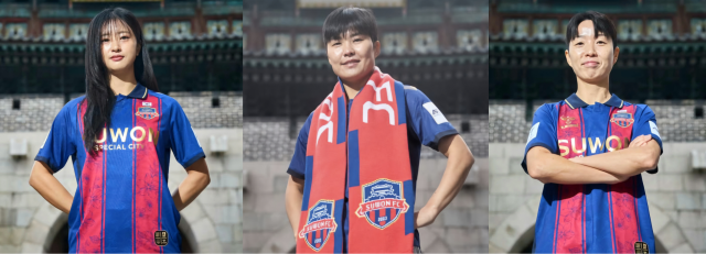 (왼쪽부터) 최유리, 지소연, 김혜리 등 국가대표 핵심들을 영입하며 ‘호화 군단’을 완성한 수원FC 위민. 수원FC 제공