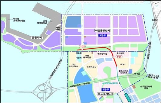 인천1호선 송도8공구 연장사업 노선도. 인천시 제공