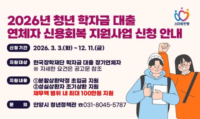2026년 청년 학자금 대출 연체자 신용회복 지원 안내 포스터. 안양시 제공.
