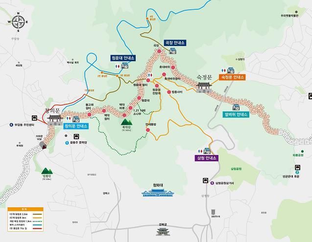 북악산 탐방로 지도. 대통령경호처