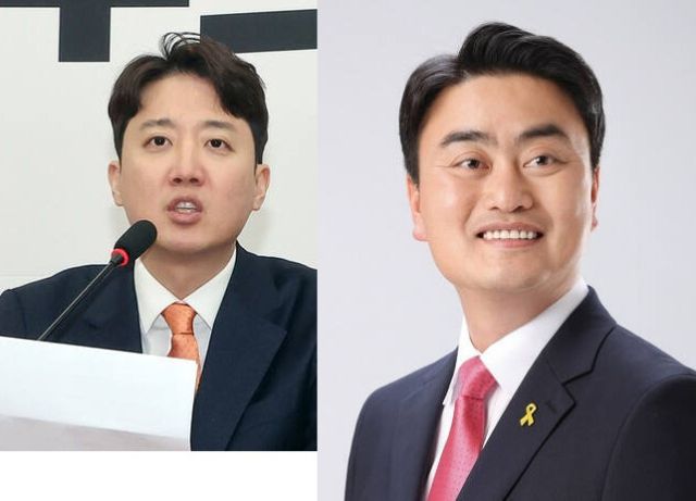 이준석 개혁신당 대표(왼쪽)와 홍성규 진보당 경기도지사 후보. 연합뉴스