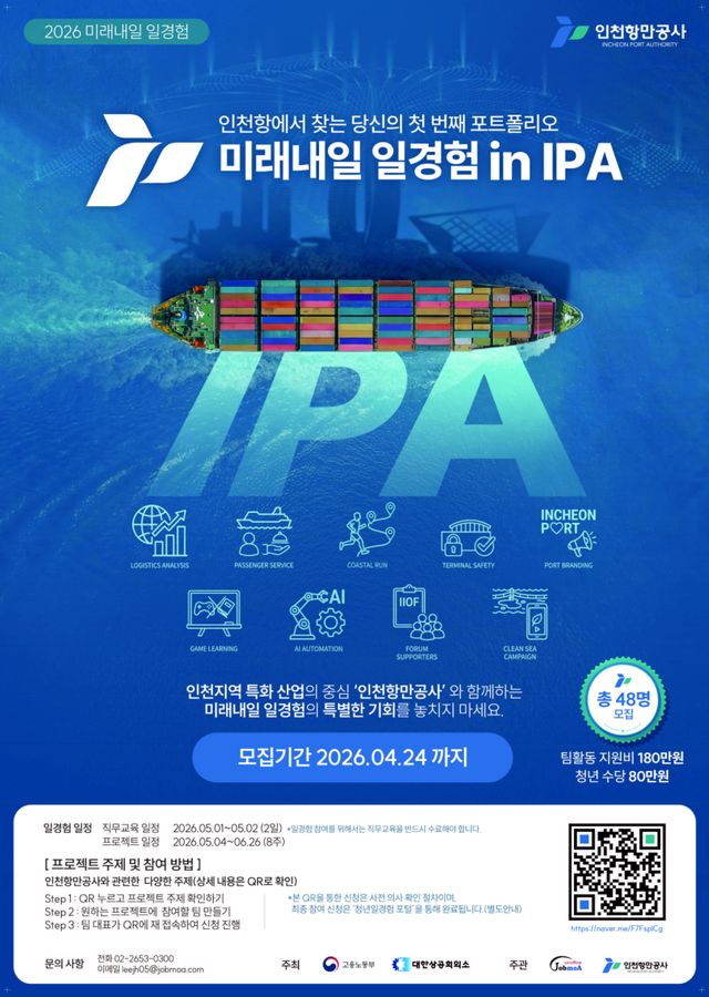 2026 인천항만공사 미래내일 일경험 참여자 모집 포스터(1차). IPA 제공