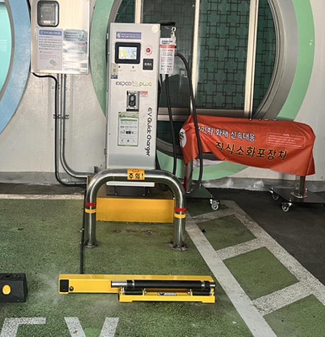 고양종합운동장 전기차 주창장에 설치된 전기차 화재 예측 시스템. 고양도시관리공사 제공