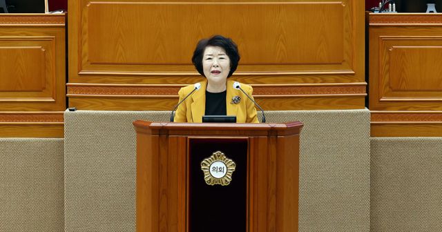 안양시의회 김보영 의원(국민의힘)이 제310회 임시회 제1차 본회의에서 5분 자유발언을 하고 있다. 안양시의회 제공