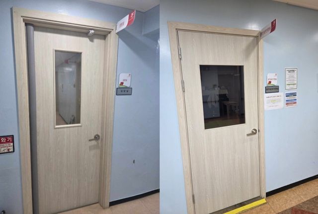 2025년 12월 인천 남동장애인종합복지관 치료실에서 아동학대가 일어나자 구가 최근 종전 치료실 관망창(왼쪽)을 넓힌 모습(오른쪽). 남동구 제공