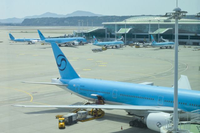 인천공항 계류장에 있는 대한항공 항공기들. 경기일보DB