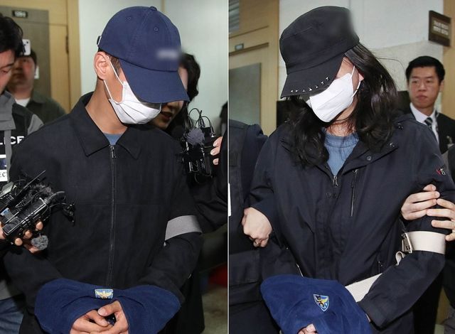 영장실질심사 받는 '캐리어 시신' 사건 피의자 20대 부부. 연합뉴스