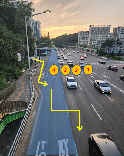 김포시 고촌읍 천등고개사거리 버스전용차선 단속시스템 개선 현황도. 김포경찰서 제공