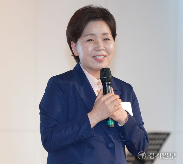 20일 경기도경제과학진흥원에서 열린 '2026년 제46회 장애인의날 기념식'에서 양향자 국민의힘 경기도지사 경선 후보가 축사를 하고 있다. 홍기웅기자