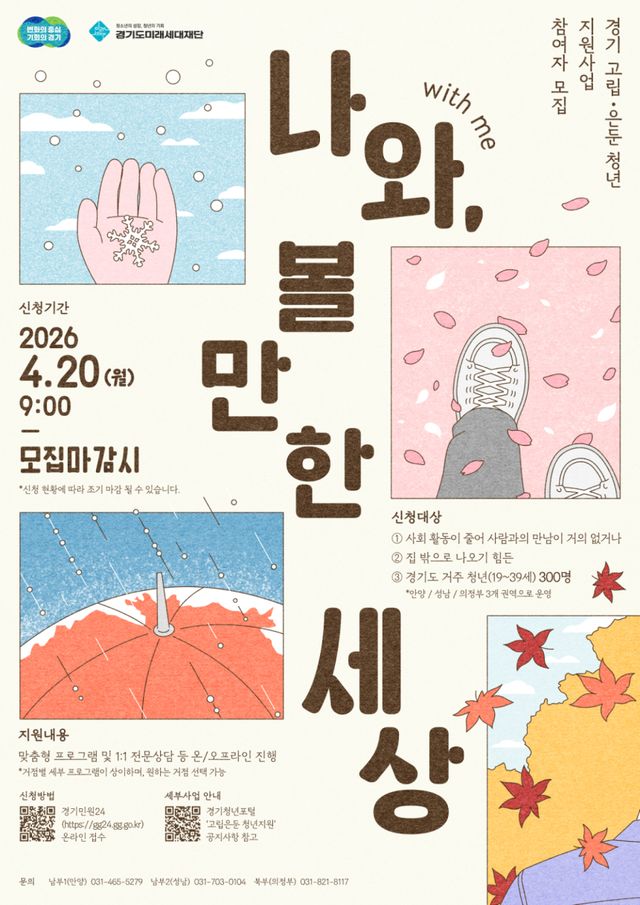 경기도 고립·은둔 청년 지원사업 참여자 모집 포스터. 경기도 제공