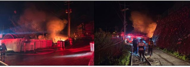 양주 광적면 가구공장 화재현장. 양주시 제공