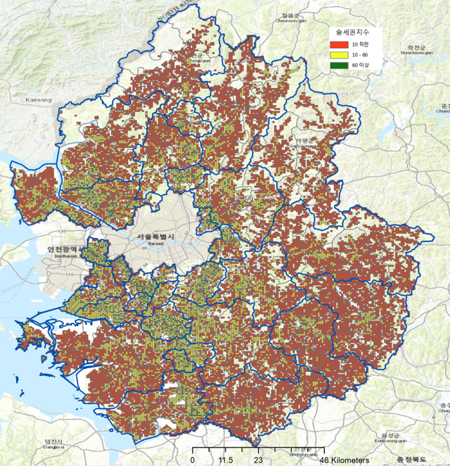 슬세권 지도. 경기연구원 제공