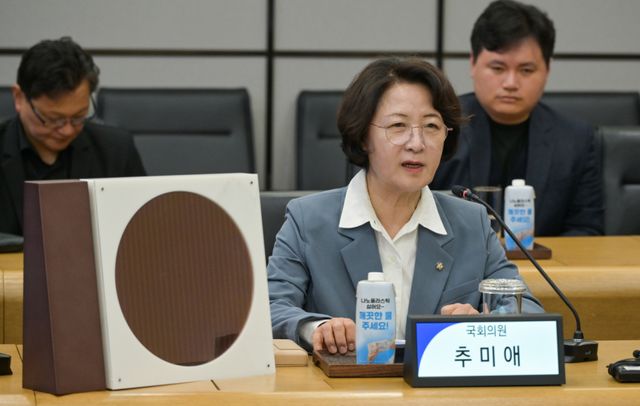 24일 오전 삼성전자 평택캠퍼스를 찾은 추미애 더불어민주당 경기도지사 후보가 인사말을 하고 있다.