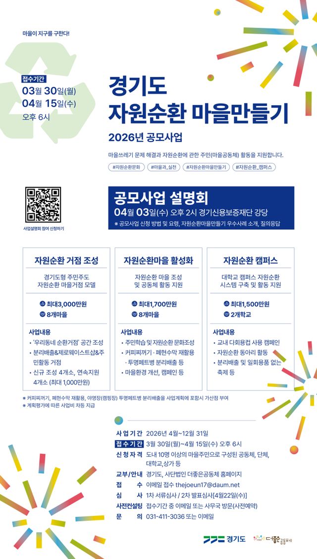 2026년 경기도 자원순환마을 만들기 공모사업 홍보 포스터. 양평군 제공