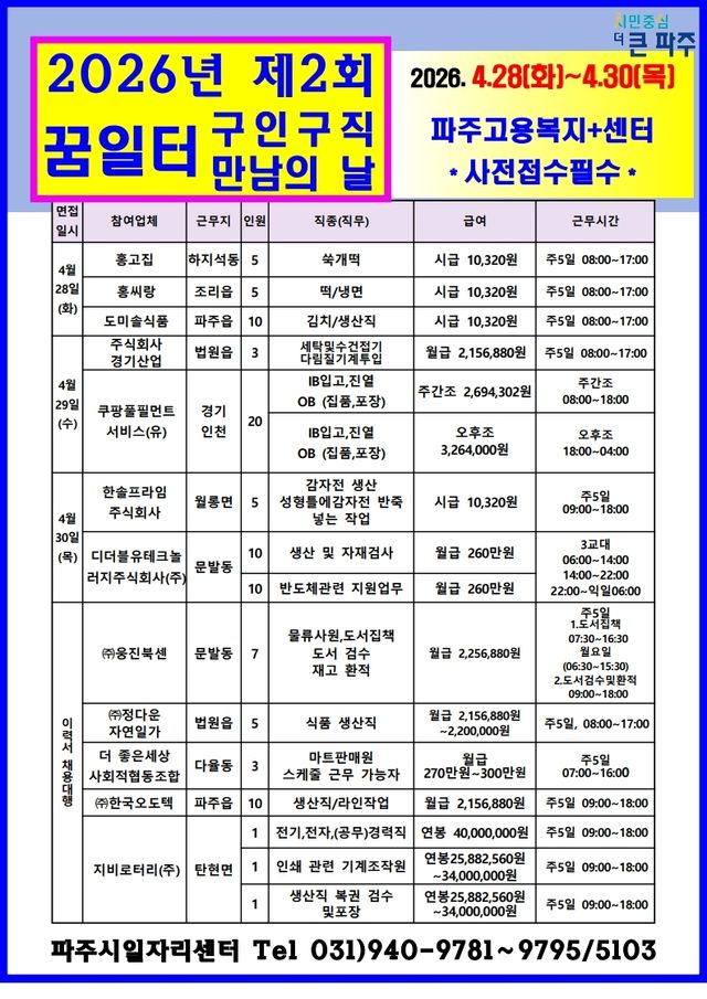 파주시 ‘구인·구직 만남의 날’ 포스터. 파주시 제공