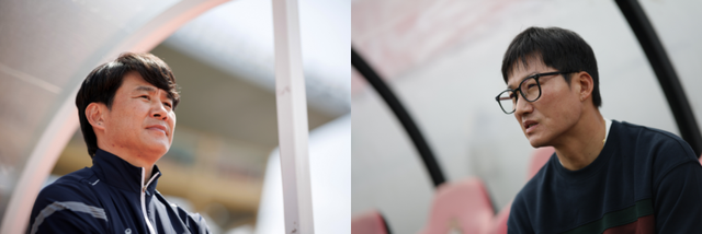 수원FC와 수원 삼성이 5월3일 수원종합운동장서 K리그2 10라운드 맞대결을 앞둔 가운데, 양 팀의 수장인 박건하 감독(왼쪽·수원FC), 이정효 감독(수원 삼성). 한국프로축구연맹 제공