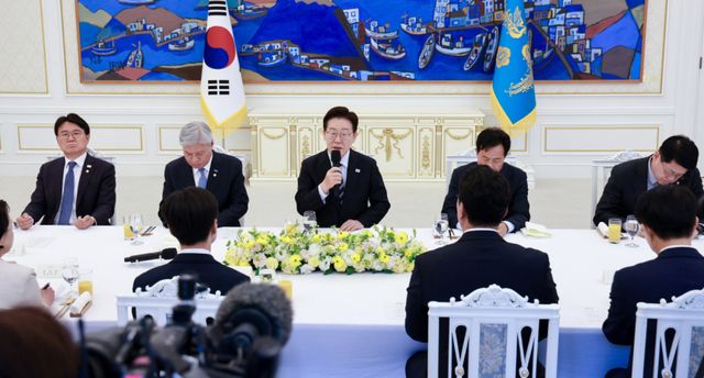 이재명 대통령이 29일 청와대에서 비교섭단체 및 무소속 의원들과 오찬에 앞서 발언하고 있다. 연합뉴스