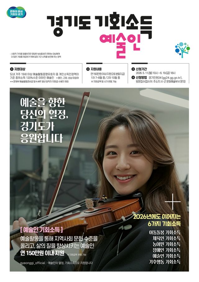 ‘2026년 경기도 예술인 기회소득’ 홍보 포스터. 양평군 제공