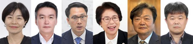 청와대는 15일 보건복지부 1차관에 현수엽 복지부 대변인(왼쪽부터), 관세청장에 이종욱 관세청 차장, 새만금개발청장에 문성요 전 국토부 기획조정실장, 지속가능발전국가위원장에 홍미영 새로운일상을여는사람들 이사장, 국민생명안전위원회 부위원장에 백종우 경희대 의대 교수, 국가도서관위원장에 김기영 연세대 문헌정보학과 교수를 임명했다고 밝혔다. 연합뉴스