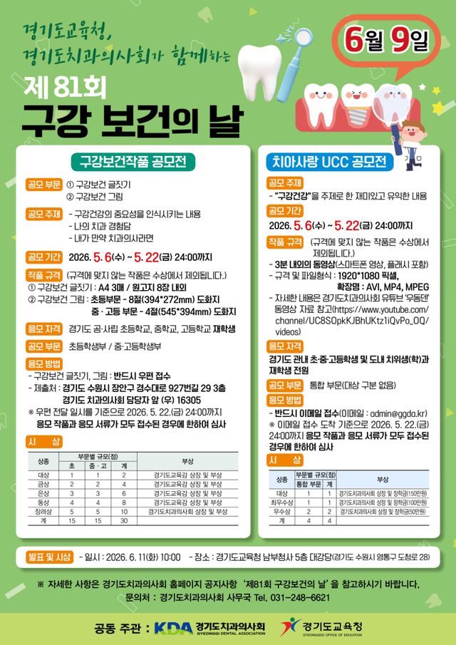 제81회 구강보건의 날 공모전 포스터. 경기도치과의사회 제공