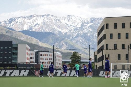 미국 솔트레이크시티 사전 캠프에서 훈련하는 태극전사들. 대한축구협회 제공