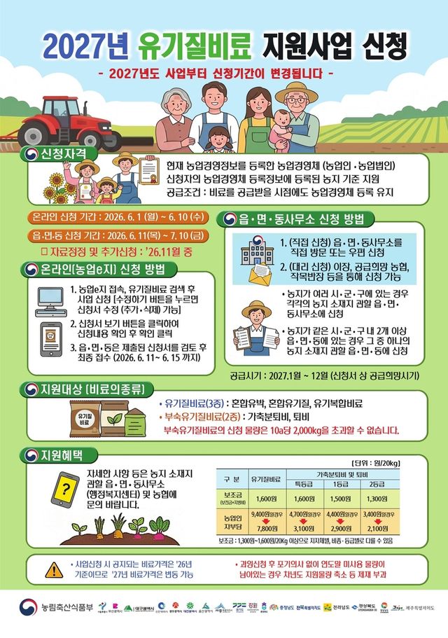유기질비료 지원사업 홍보 포스터. 양평군 제공