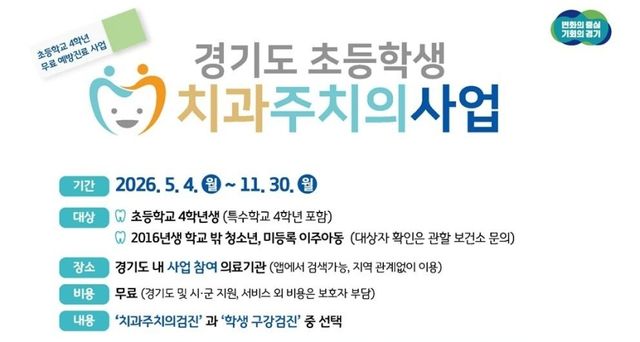 경기도 초등학생 치과주치의사업 안내문. 부천시 제공