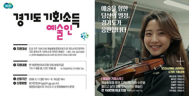1. 파주시, 2026년 ‘예술인 기회소득’ 11일부터 신청 시작