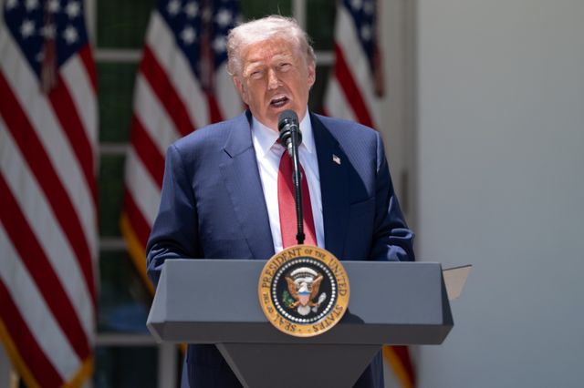 epa12942273 US President Donald J Trump makes remarks at an event he is hosting for a group including Gold Star Mothers and Angel Mothers to honor Mother?s Day 2026, in the Rose Garden of the White House in Washington, DC, USA, 08 May 2026. EPA/AARON SCHWARTZ / POOL