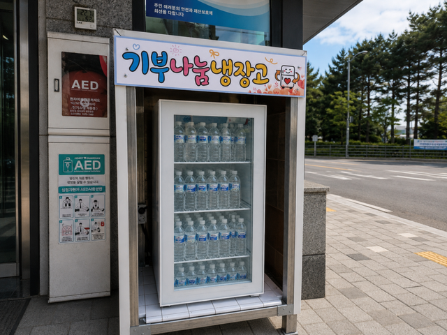 관리사무소 앞에 설치된 공유냉장고. 옥정 메트로포레 입주자대표회의 제공