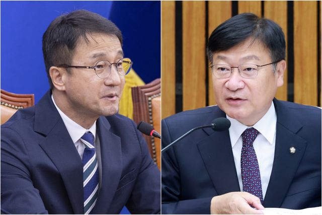 더불어민주당 한병도 원내대표(왼쪽)와 국민의힘 정점식 원내대표. 연합뉴스