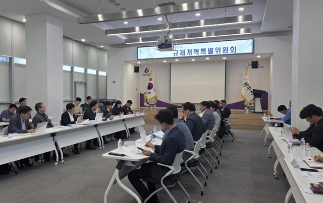 민선 9기 출범을 앞둔 박관열 광주시장 당선인이 시청 순암홀에서 경기도 규제개혁특별위원회와 함께 ‘광주시 중첩 규제 개선을 위한 간담회’를 개최했다. 광주시 제공