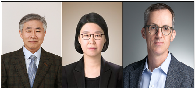 공동연구팀 사진. 왼쪽부터 융기원 백선하 교수, 문효은 박사, 미국 예일대 로울 버학 교수. 차세대융합기술연구원 제공