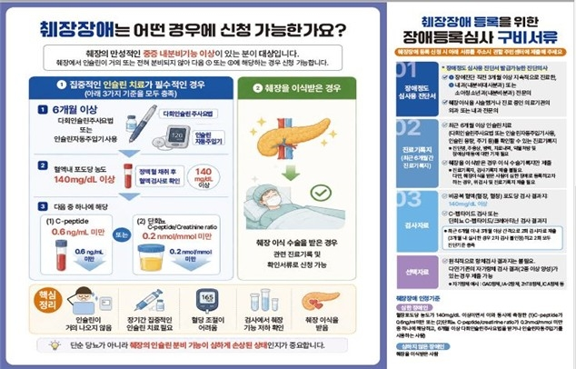 췌장장애 신청 안내문. 보건복지부 제공