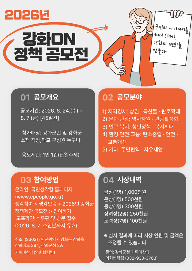‘2026년 강화ON 정책공모전’ 포스터. 강화군 제공
