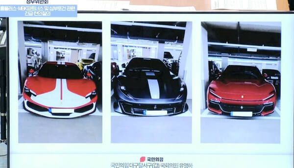 지난해 국민의힘 유영하 의원이 공개한 김광일 MBK 부회장 슈퍼카. 유영하 의원실 제공