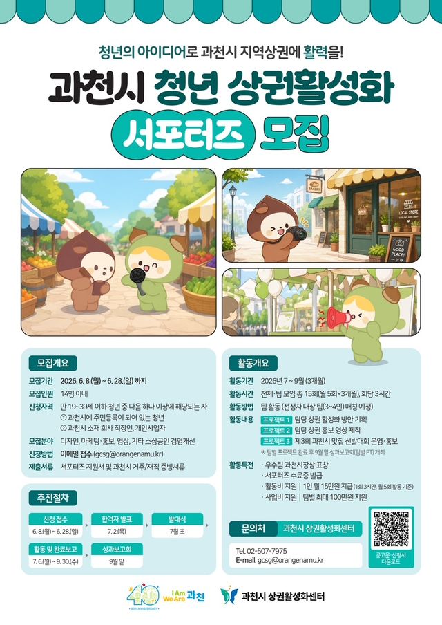 과천시 청년 상권활성화 서포터스 모집 포스터. 과천시 제공