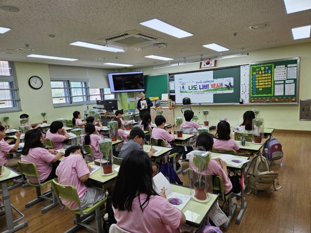 광주시농업기술센터는 학교 교과과정과 연계한 ‘찾아가는 곤충 체험 교실’을 운영한다. 광주시 제공