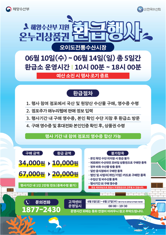 보도자료3 오이도전통수산시장 온누리상품권 환급행사 홍보물
