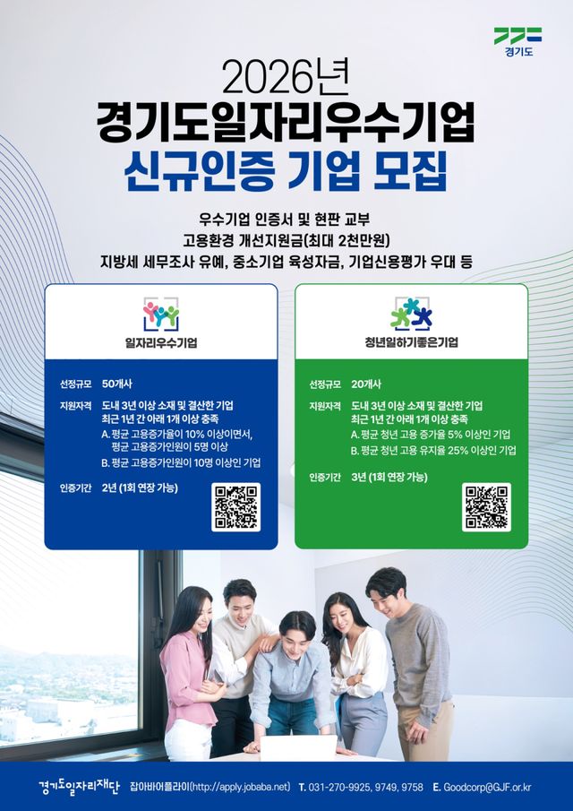 2026년 경기도 일자리 우수기업 모집 포스터. 경기도 제공