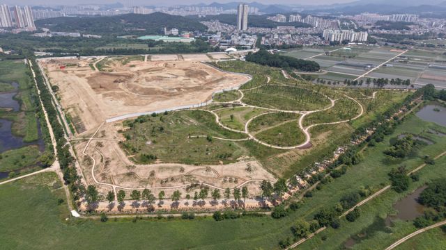 6월11일 안산 매립지에 짓는 경기지방정원 새로숲 공사를 진행 중인 모습. 경기도 제공