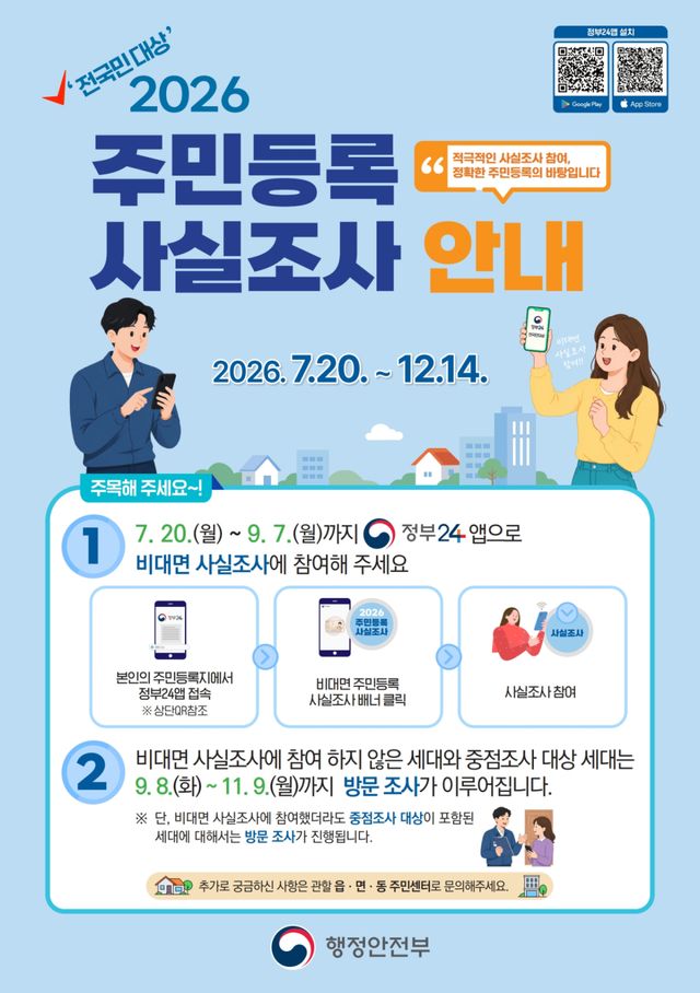 2026년 주민등록사실조사 안내문. 과천시 제공