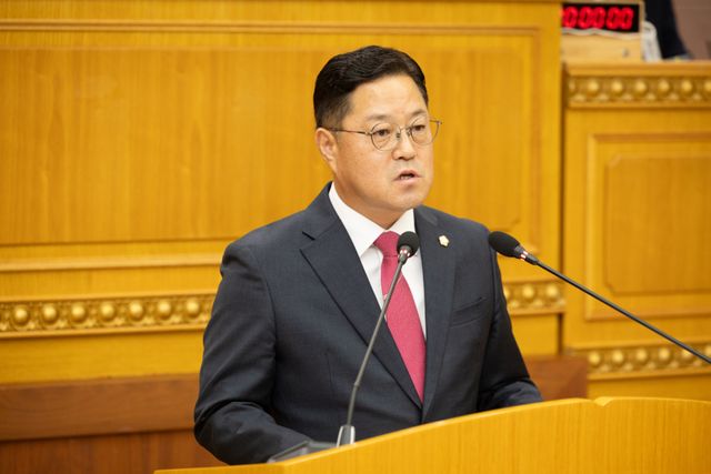 김현수 양주시의원이 20일 열린 제391회 임시회에서 5분 자유발언을 하고 있다. 양주시의회 제공